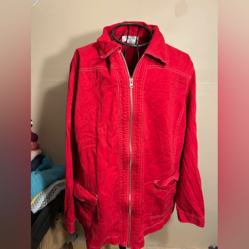 size 22w 22 w 3x   womens coat jacket  red long sleeved plus sized